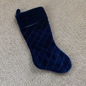 Dark navy blue velvet Christmas stocking